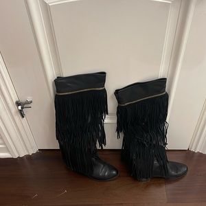 Black Fringe Boots